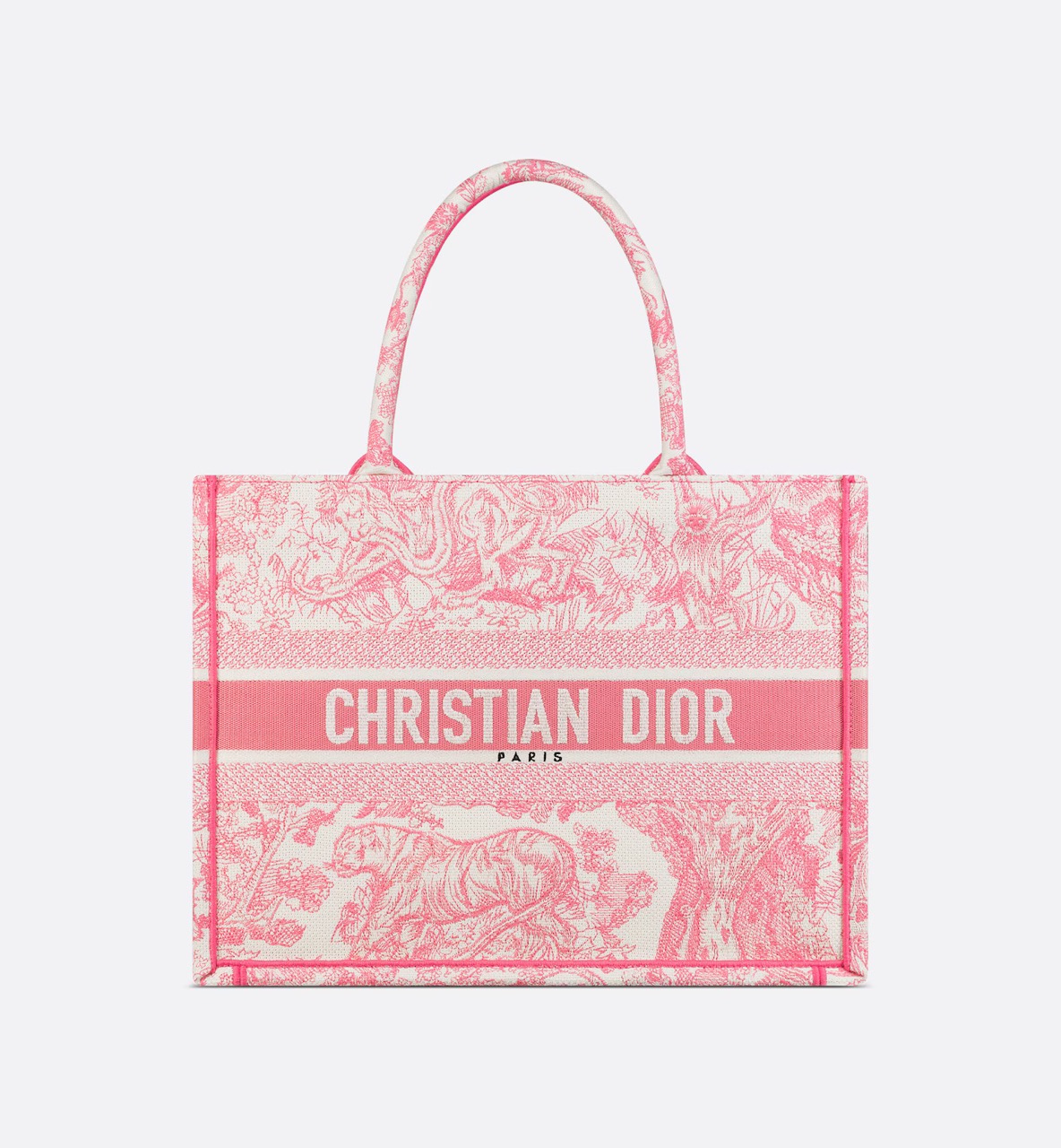 Dior Medium Dioriviera Dior Book Tote Candy Pink Toile de Jouy Embroidery