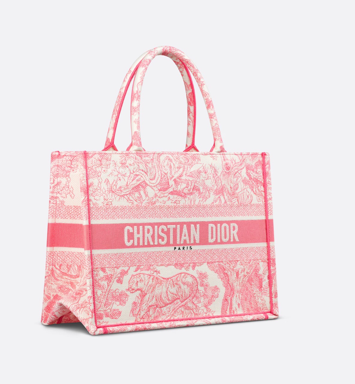 Dior Medium Dioriviera Dior Book Tote Candy Pink Toile de Jouy Embroidery