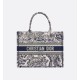 Dior Medium Dior Book Tote Ecru and Blue Toile de Jouy Embroidery