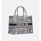 Dior Medium Dior Book Tote Ecru and Blue Toile de Jouy Embroidery