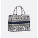 Dior Medium Dior Book Tote Ecru and Blue Toile de Jouy Embroidery