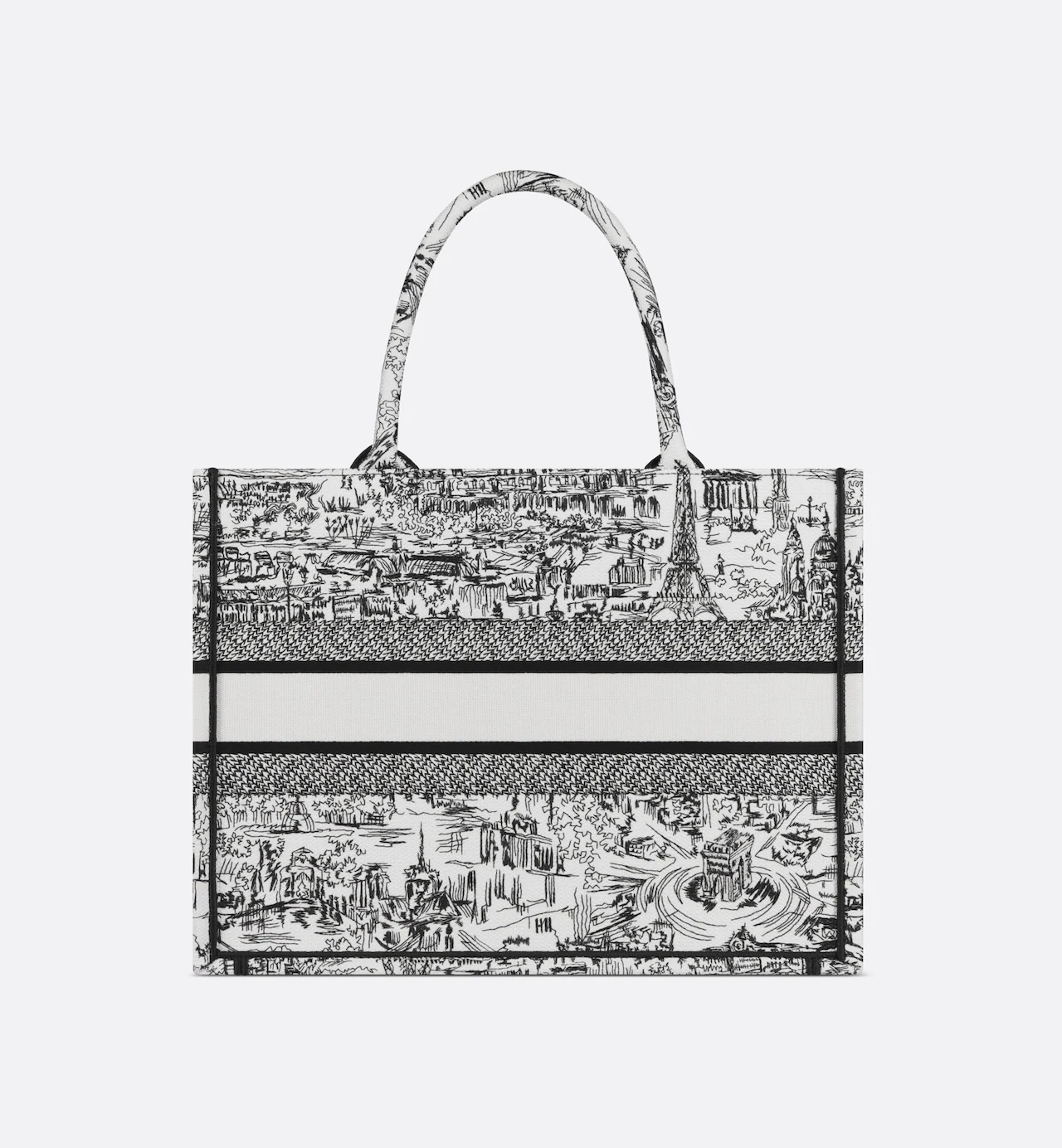 Dior Medium Dior Book Tote White and Black Paris Allover Embroidery