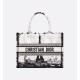 Dior Medium Dior Book Tote White and Black Paris Embroidery