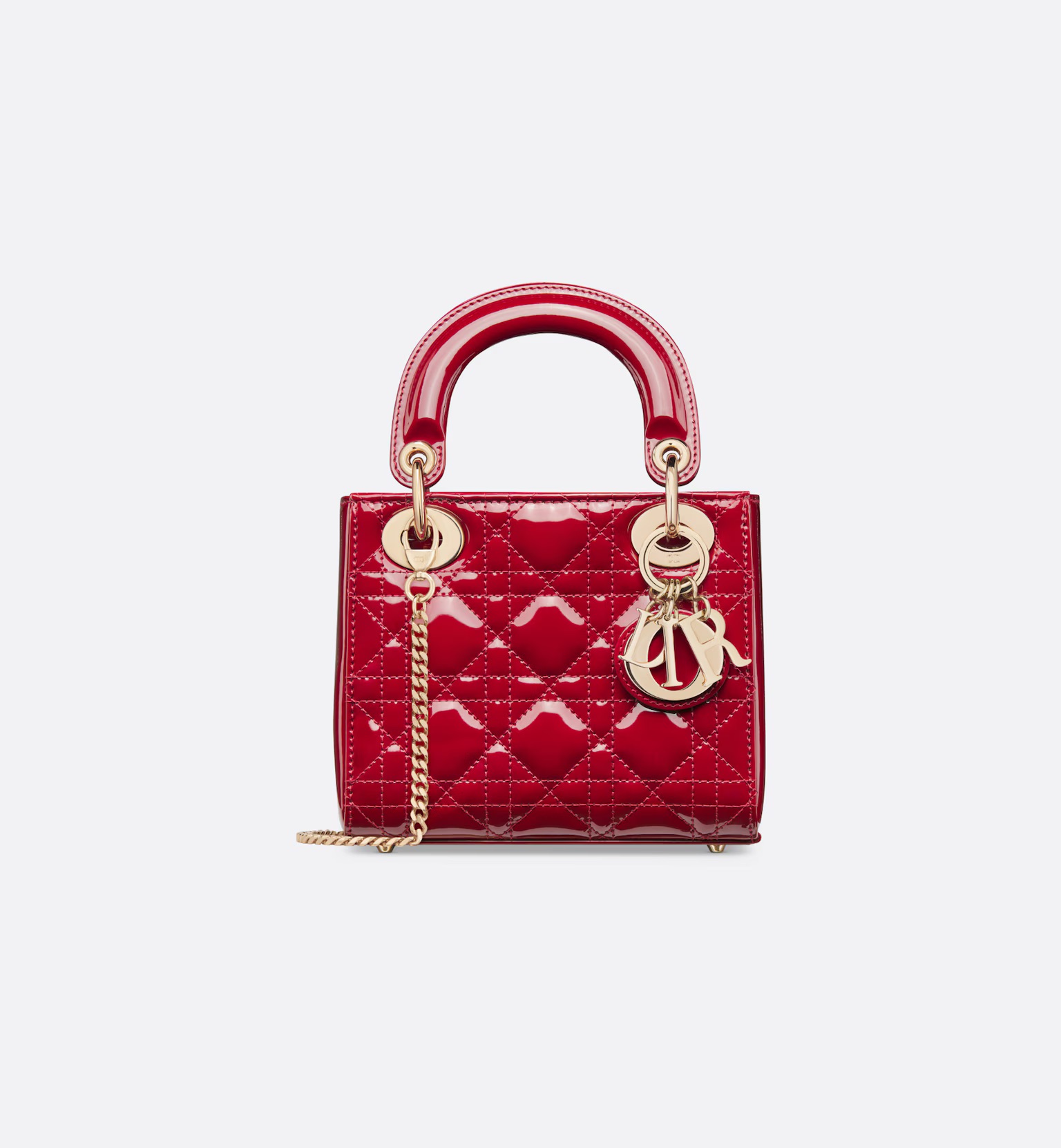 Dior Mini Lady Dior Bag Cherry Red Patent Cannage Calfskin