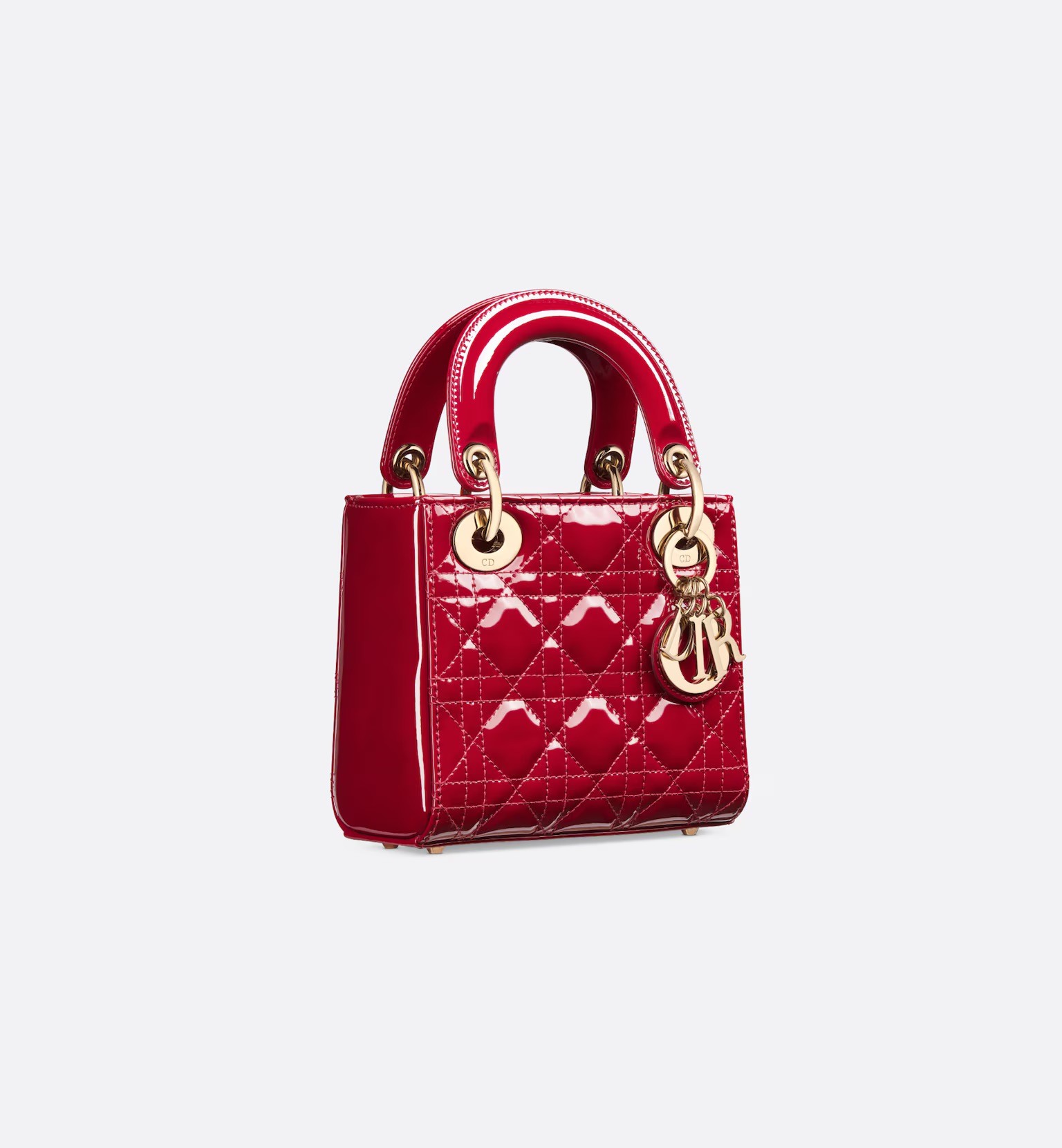 Dior Mini Lady Dior Bag Cherry Red Patent Cannage Calfskin