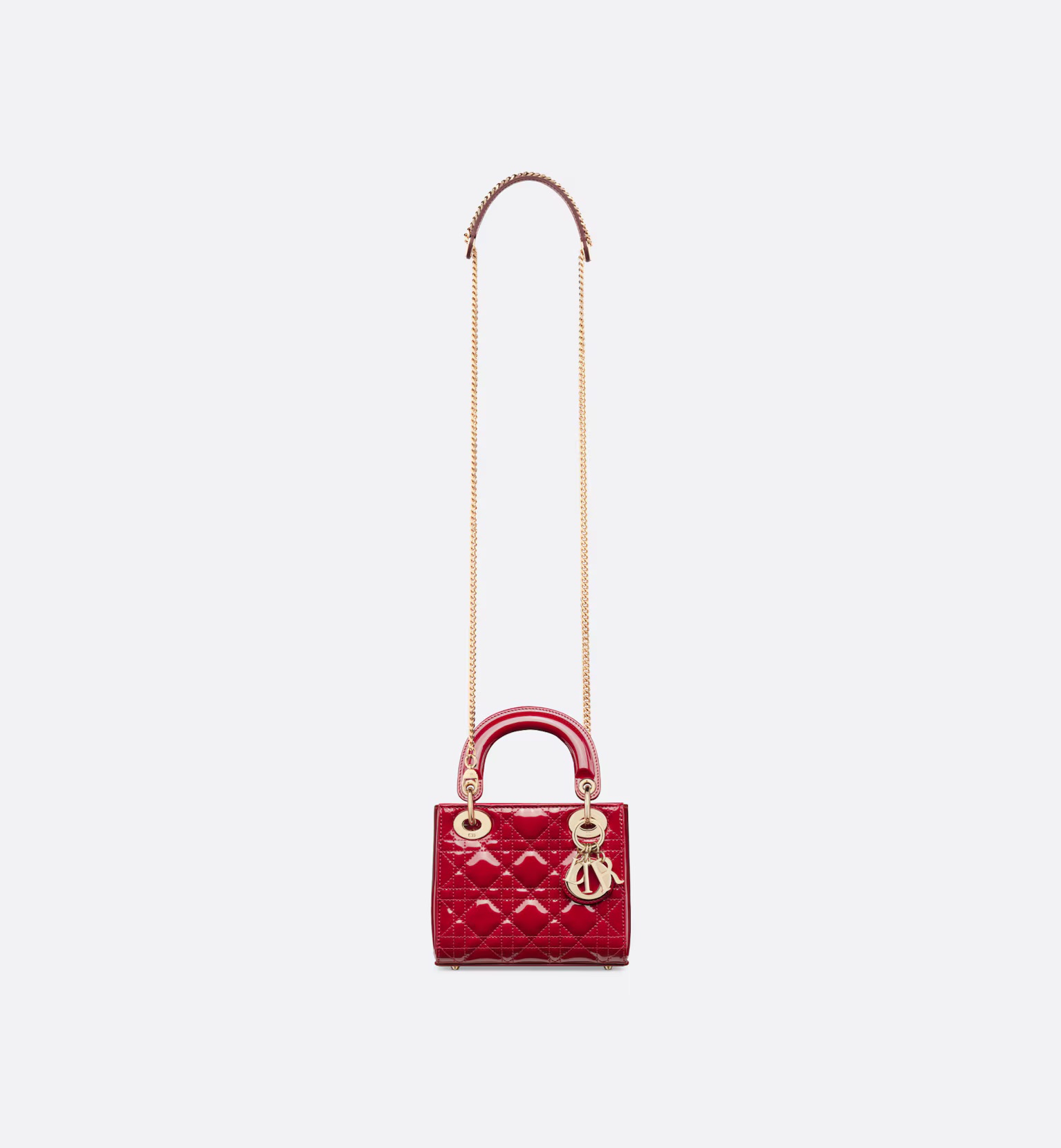 Dior Mini Lady Dior Bag Cherry Red Patent Cannage Calfskin