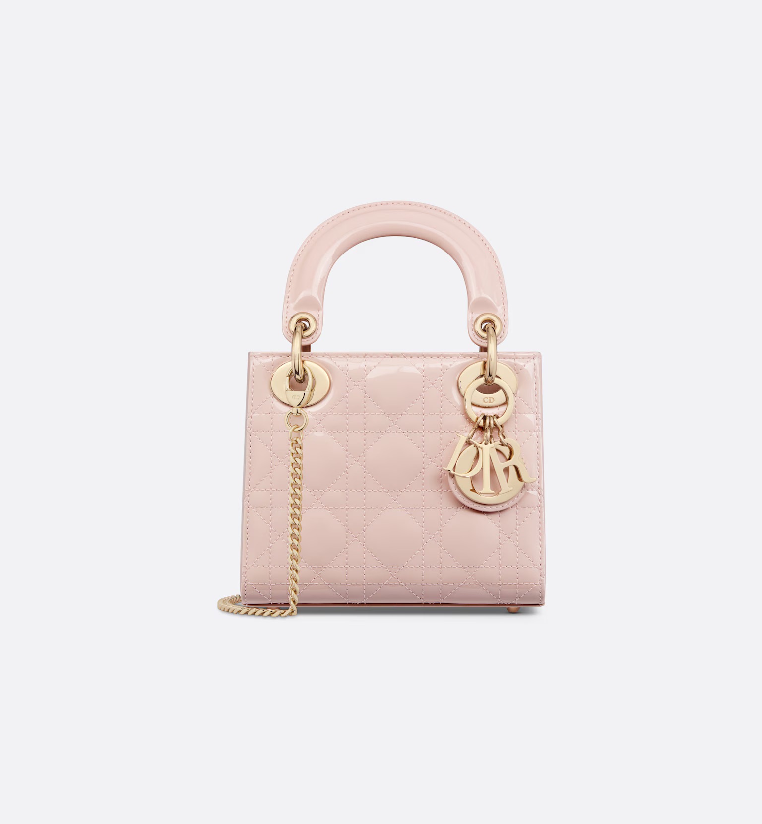 Dior Mini Lady Dior Bag Powder Pink Patent Cannage Calfskin