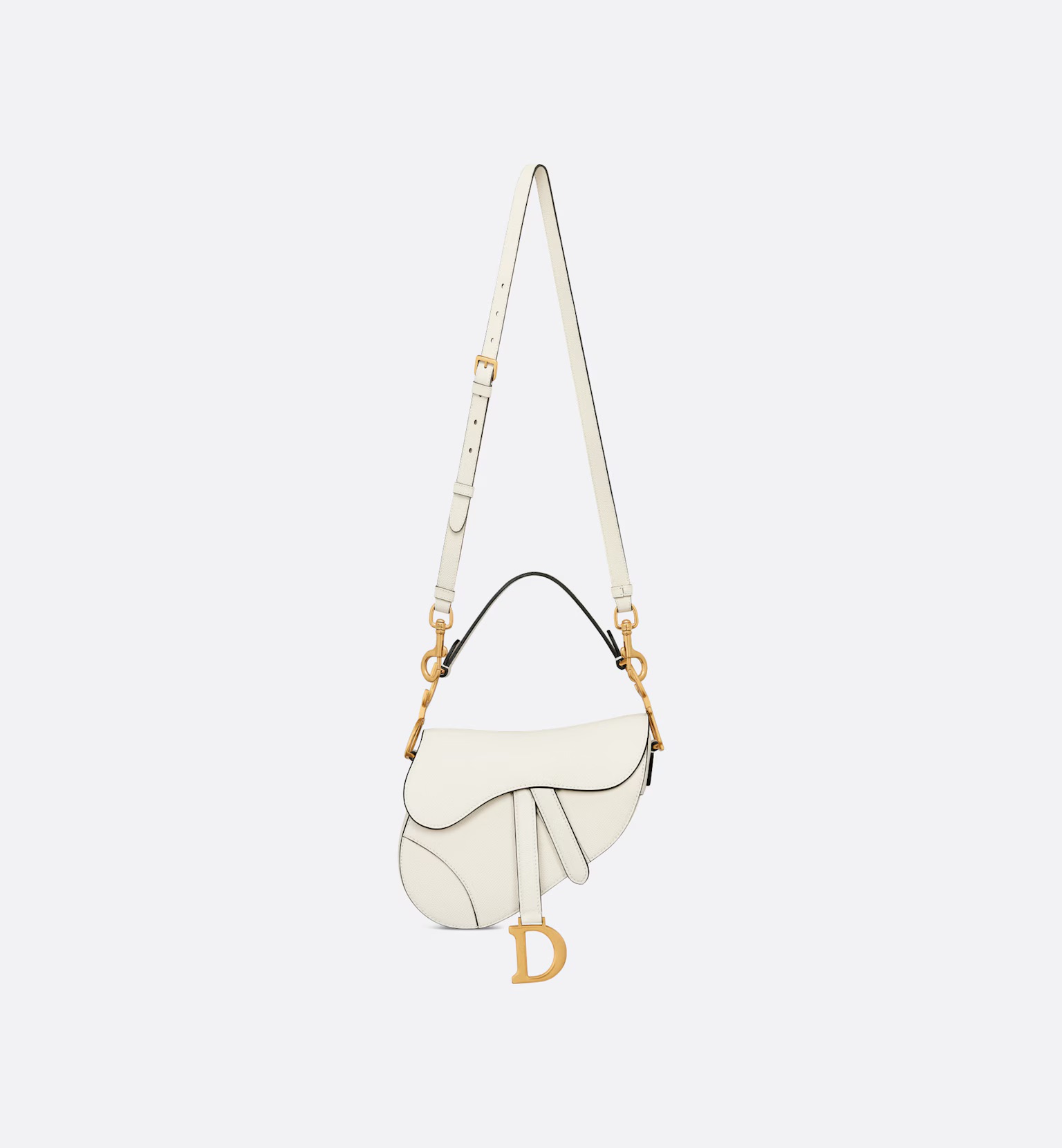 Dior Mini Saddle Bag with Strap Grained Calfskin