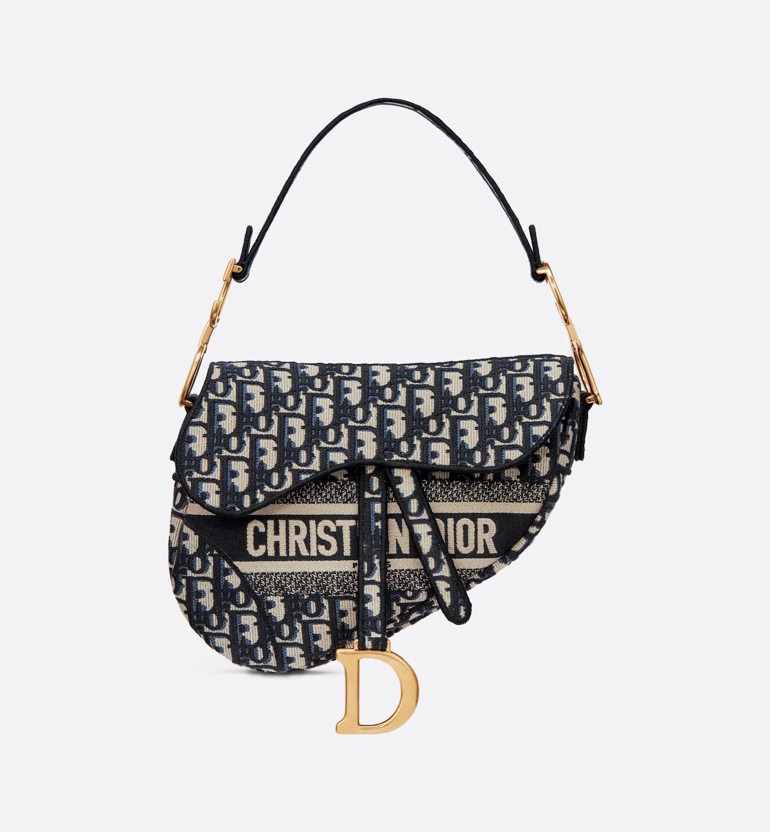 Dior Saddle Bag Blue Dior Oblique Embroidery