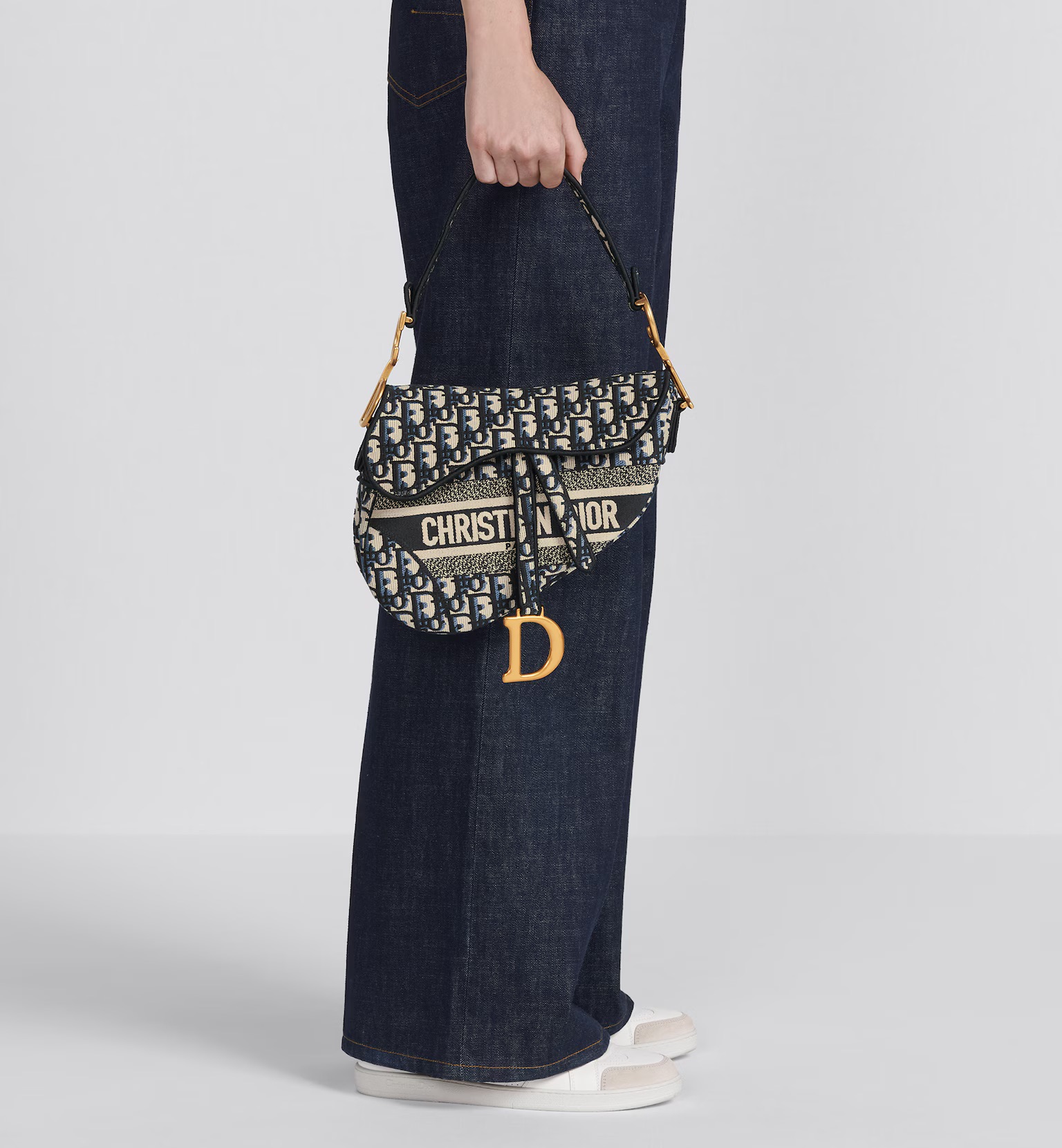 Dior Saddle Bag Blue Dior Oblique Embroidery