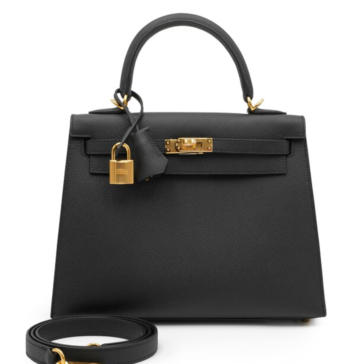 Hermès Kelly 25 Noir Epsom with Gold Hardware