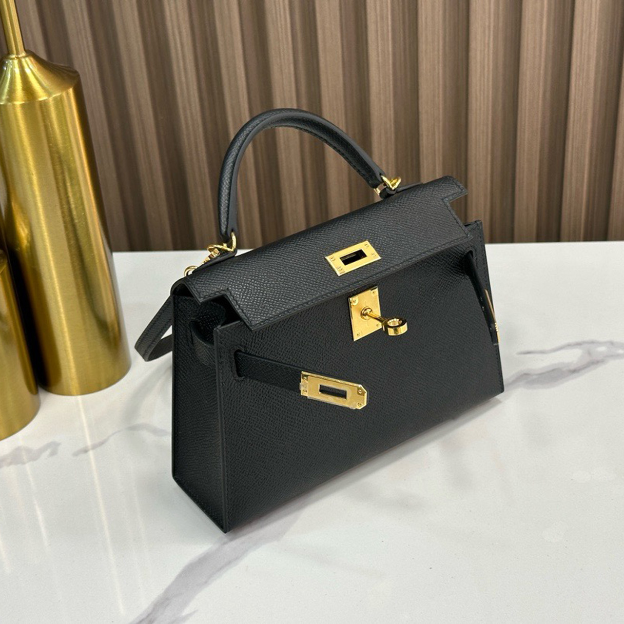 Hermès Kelly Mini Noir Epsom with Gold Hardware